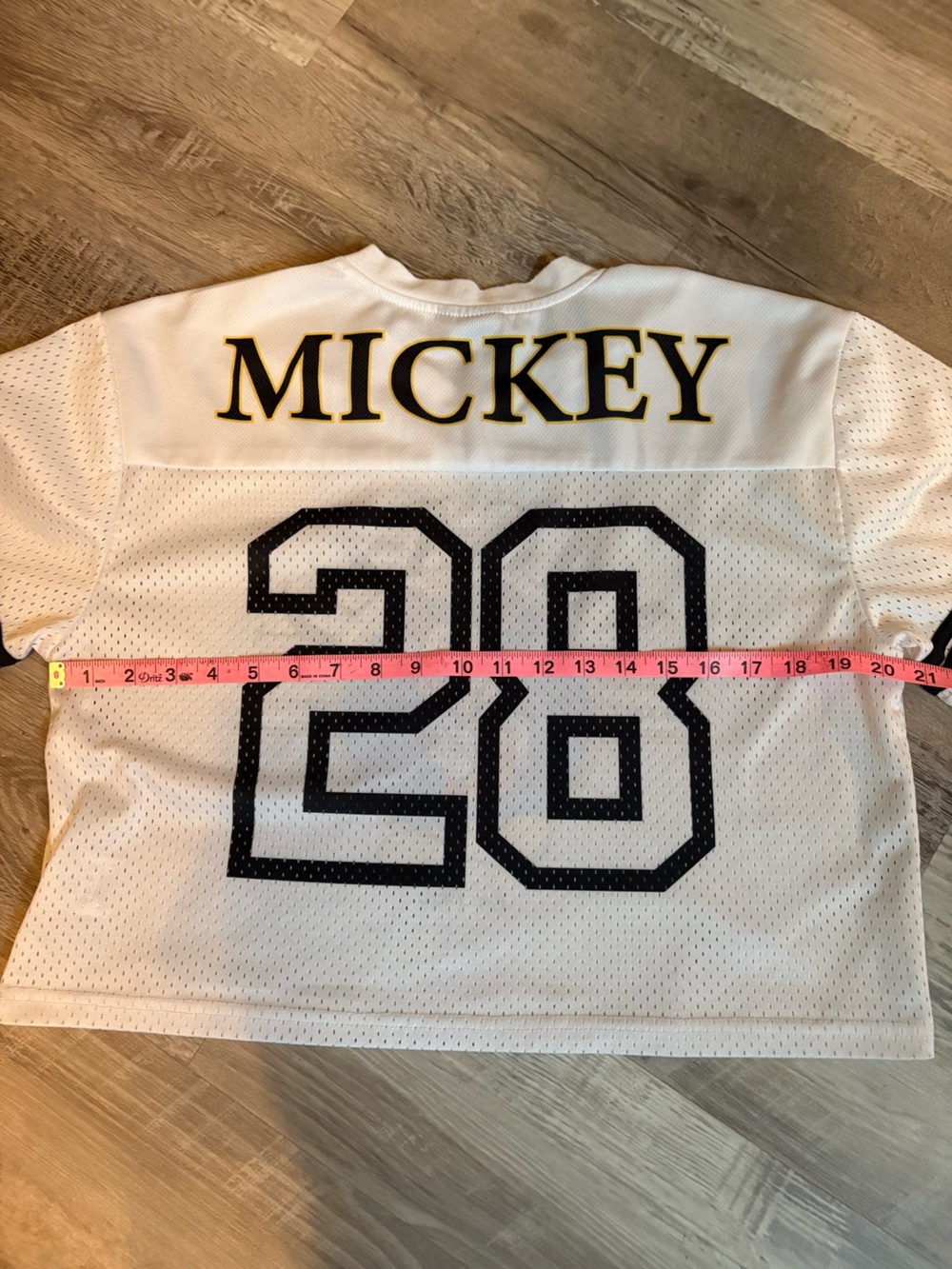 Disney Mickey Mouse Mesh Football Jersey Women’s White Crop Top Size S EUC - Picture 7 of 9